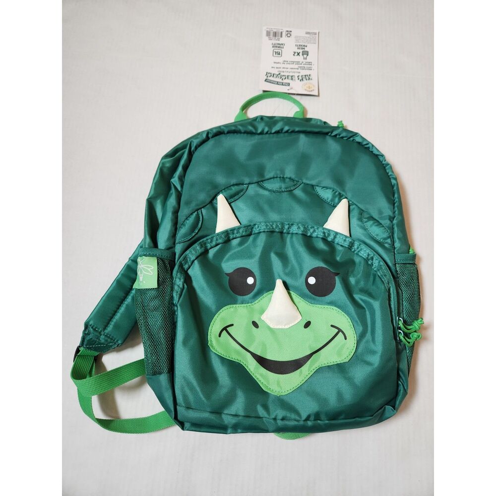 Chip the Dinosaur Backpack – Green – Kids Size – Triceratops Design